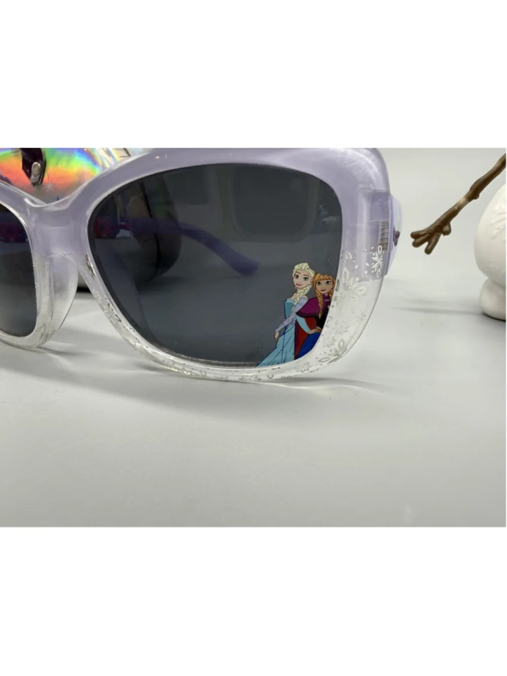 Disney Frozen Purple Silver Sunglasses & Case Holographic & Olaf Elsa Anna